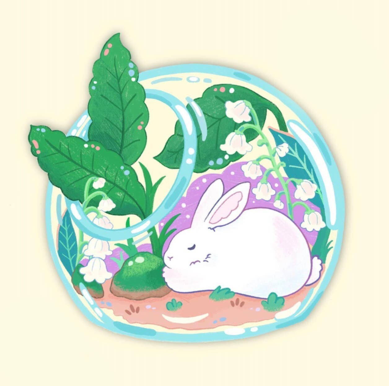 Rabbit Terrarium Sticker – Transparent – Vinyl
