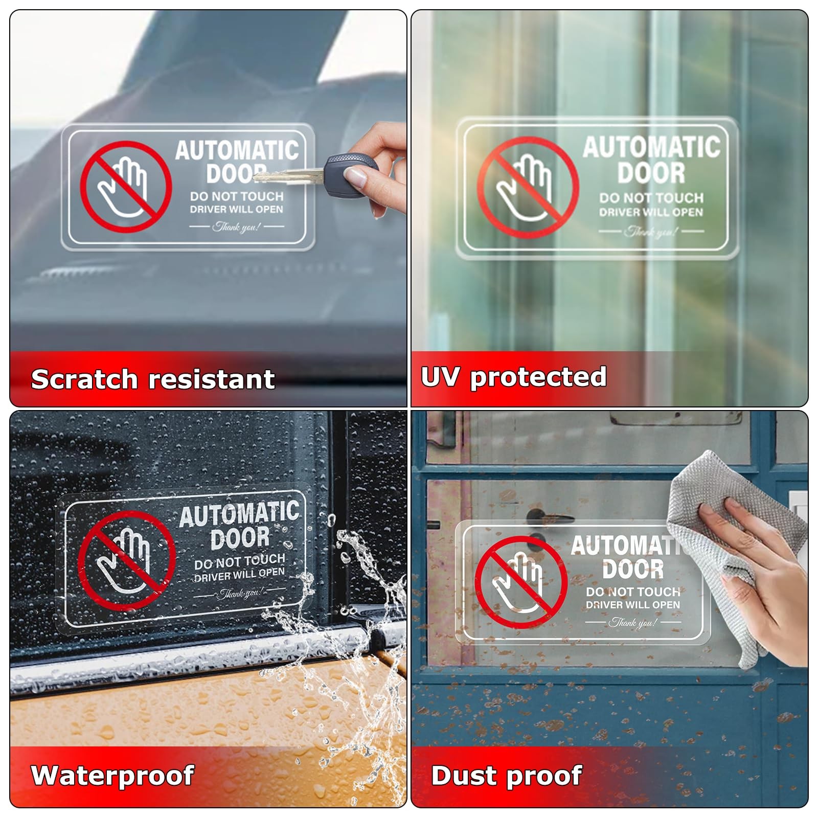 Automatic Door Car Sticker 4 × 2 Inches Vinyl Do Not Touch Driver Will Open W…
