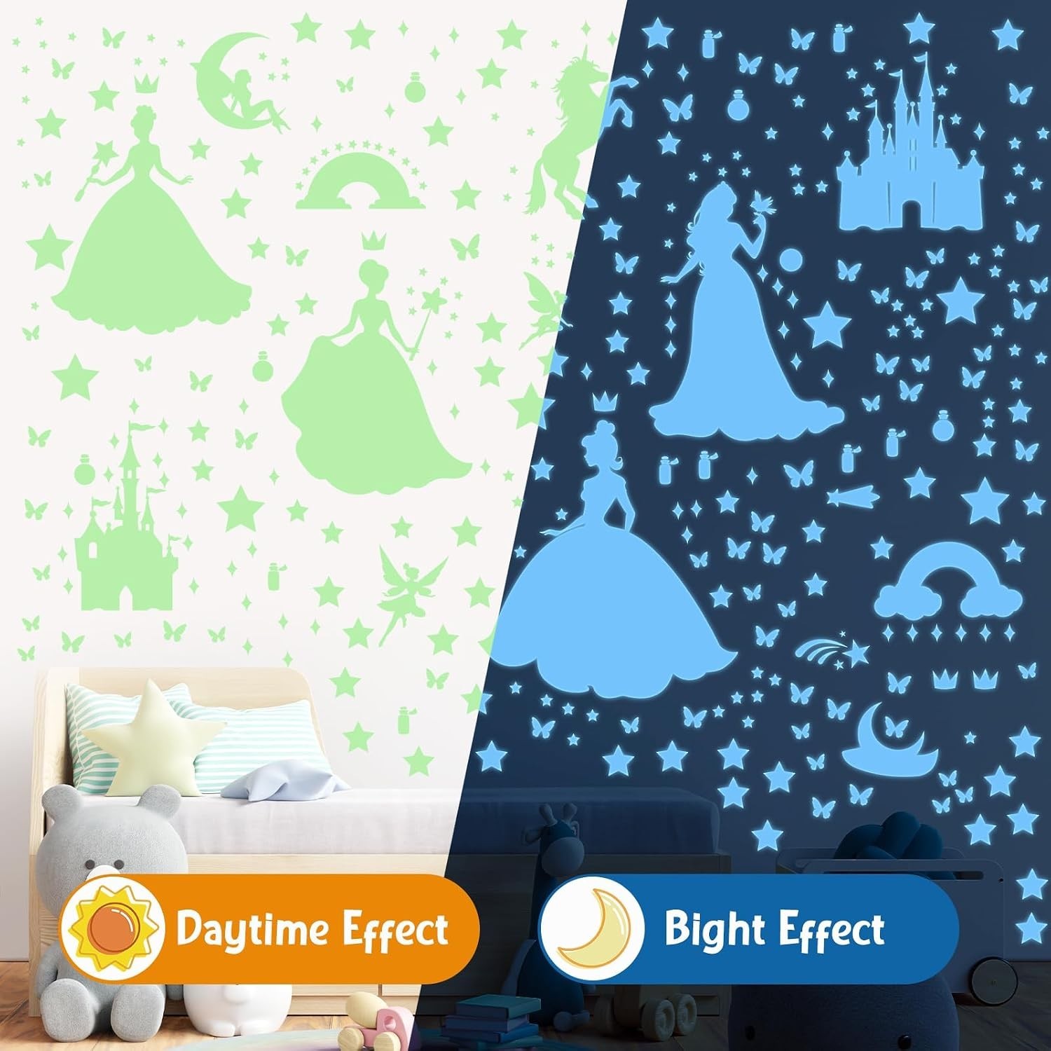Glow in The Dark Stars for Ceiling Wall Decals Kids Room Decor Reusable
