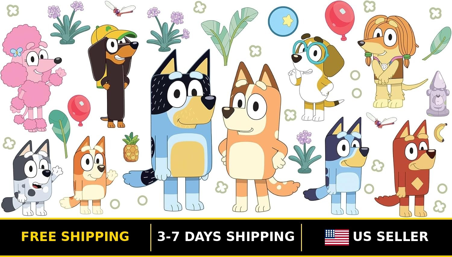 Bluey Wall Decals Peel and Stick – Family & Friends RoomMates Wall Stickers