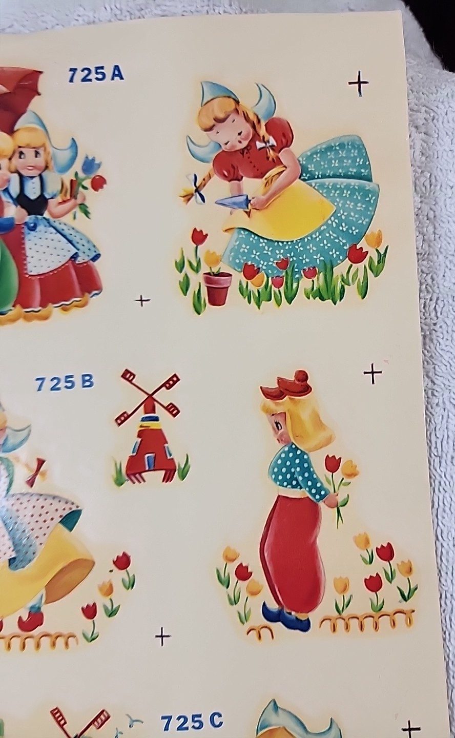 Antique Dutch Boy & Girl Water Duro-Decals Tulips Clogs Windmills Puppy 1970s