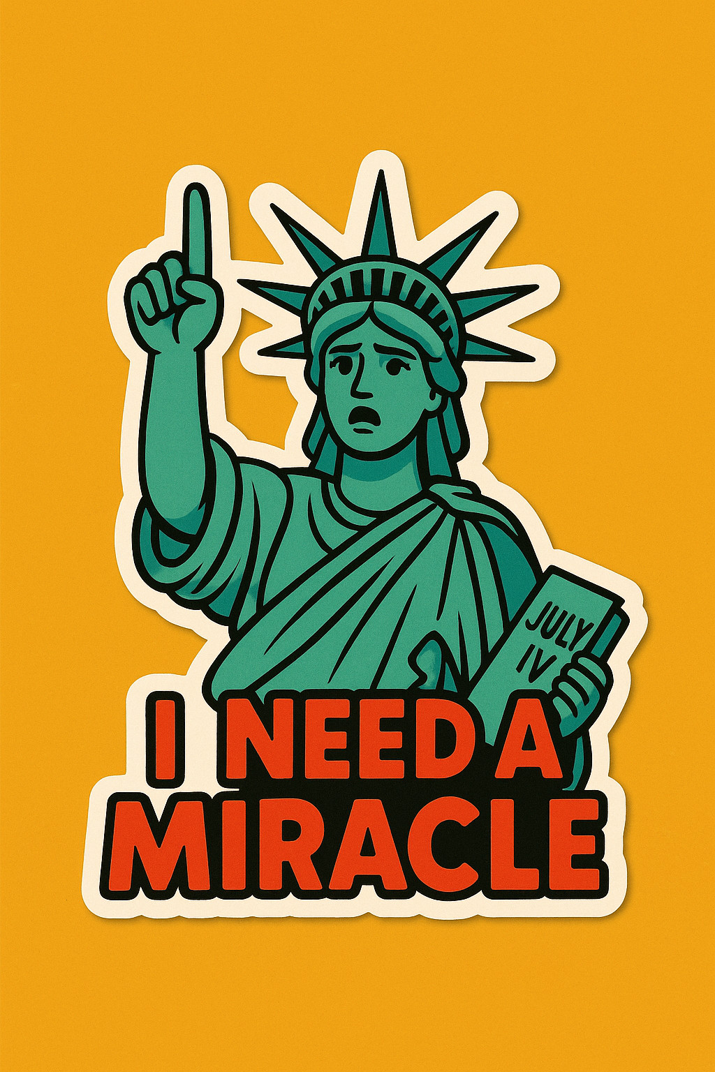I Need a Miracle Statue of Liberty Sticker – Funny Patriotic July 4th Vinyl