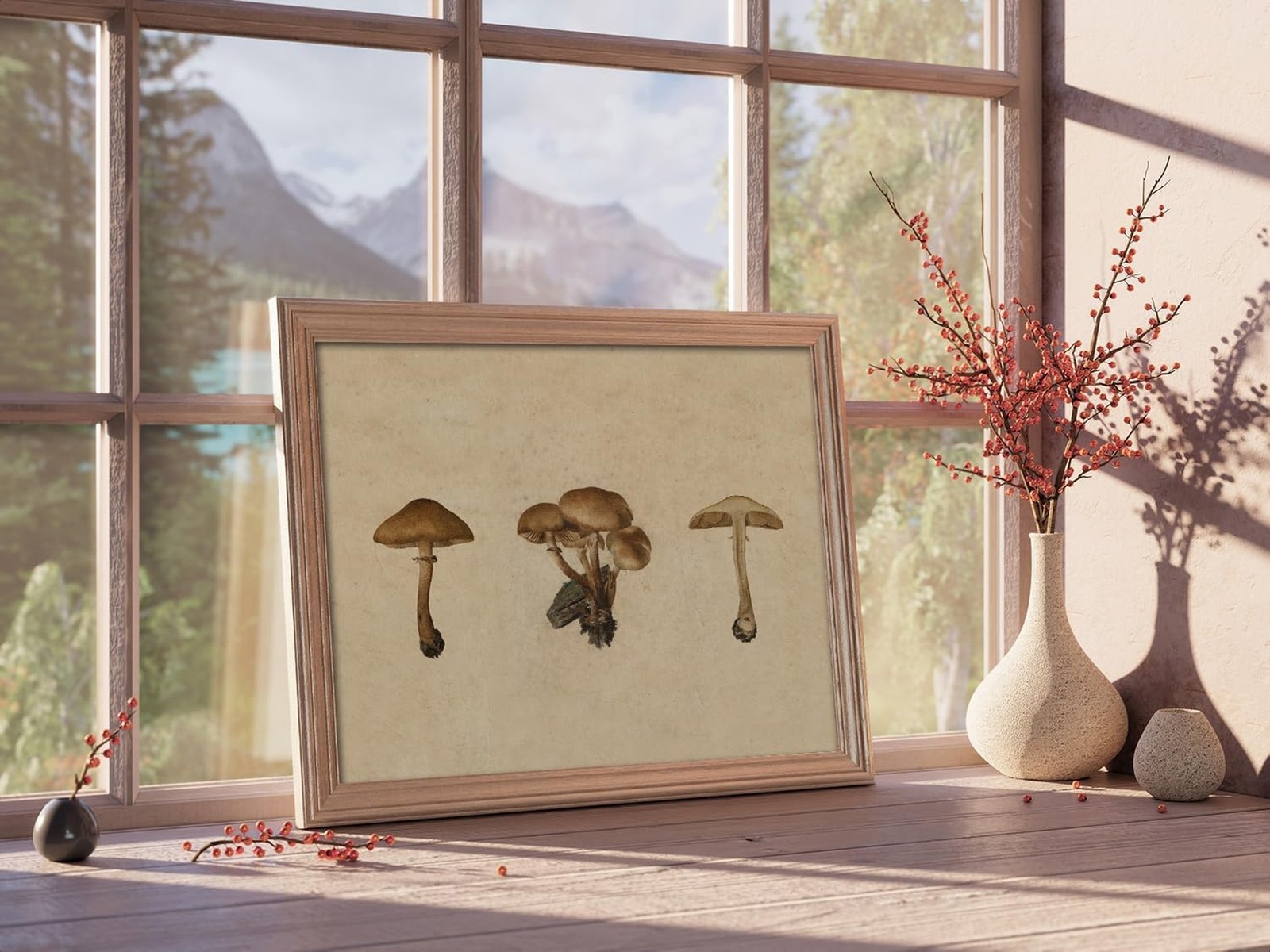 Kizbok Vintage Mushroom Wall Art Poster, Farmhouse Mushroom Wall Decor, Retro…