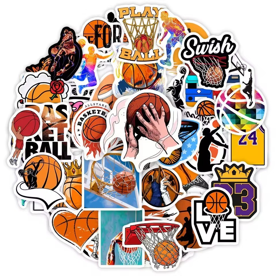 Basketball Stickers – Waterproof Vinyl Decals for Laptop, Water Bottle