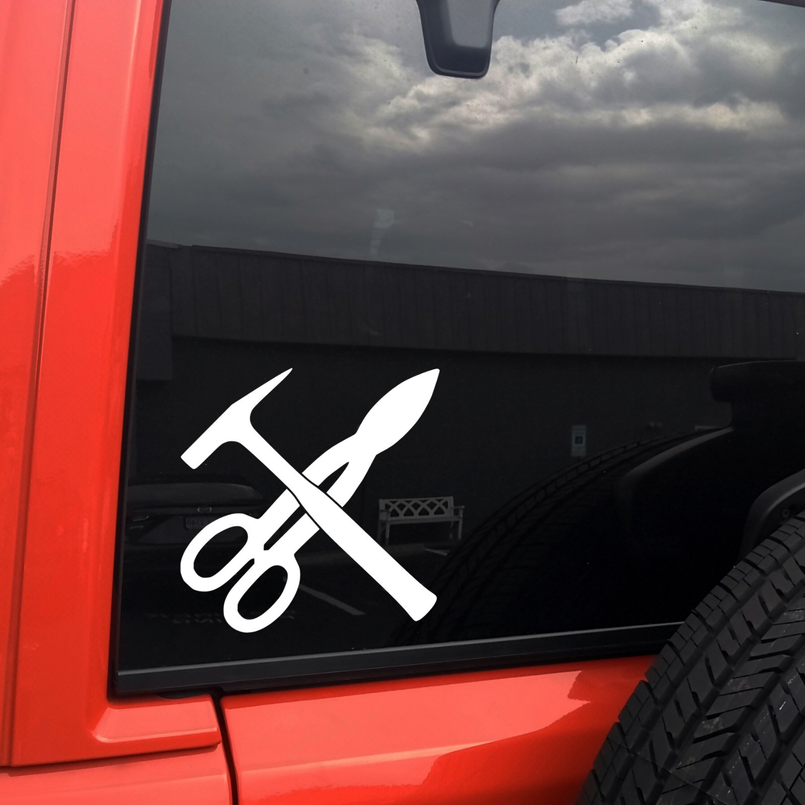 Crossed HVAC Sheet Metal Tools Vinyl Decal Tin Snips Tinners Hammer Garage Stick