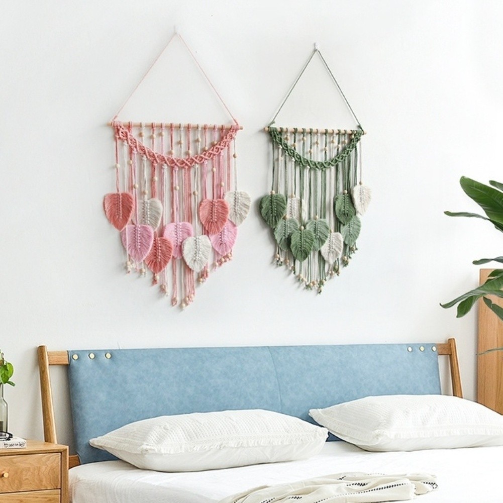 for Nordic Style Leaf Tapestry 50x70CM Hand Woven Cotton Wall Hanging Decor