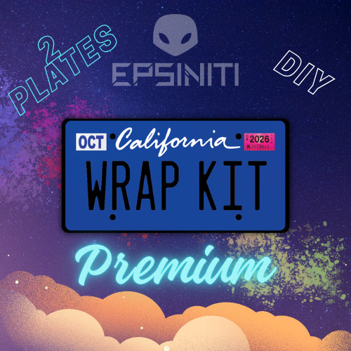 White and Obsidian Black Matte Dark Blue California Plate Wrap DIY Kit