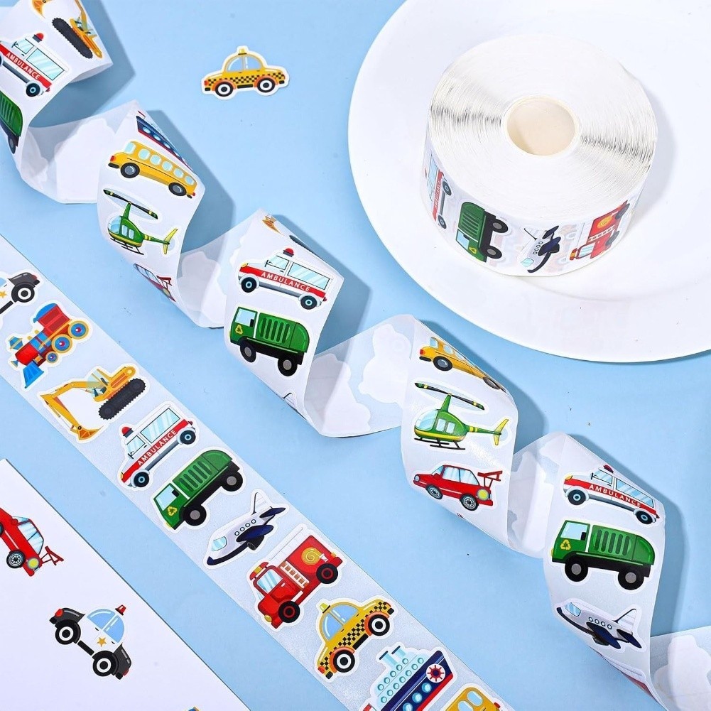 Children Cartoon Transport Stickers for For cars Buses Trucks and Planes Roll