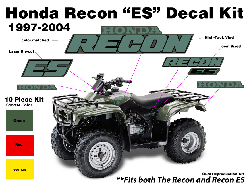 1997 – 2004 Honda Recon ES OEM Decal Emblem Sticker Kit Mark ATV quad