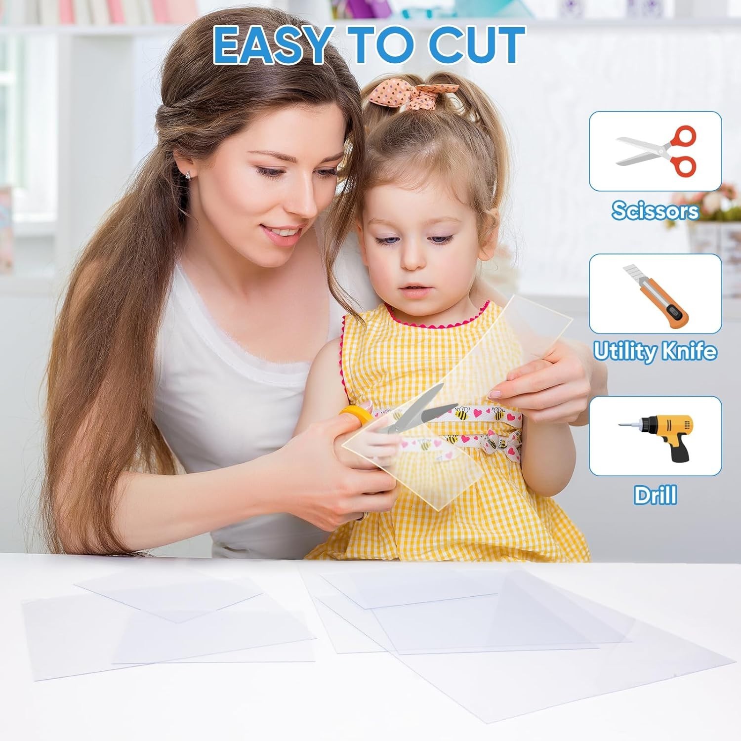6PK 8" X 10" PET Plexiglass Sheets, Clear Plastic Sheet, Easy to Cut Thin Flexib