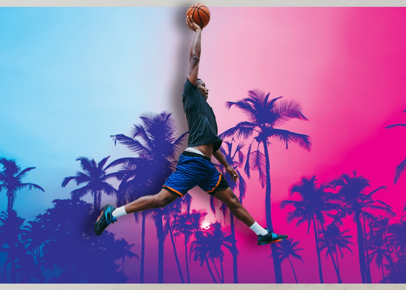 Miami Tropical Palm Tree Vice Color Wall Mural. Vivid Miami Vice Color. #6281