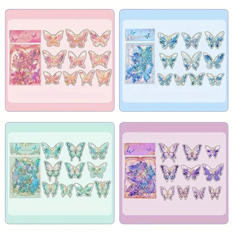 20 Stickers Holographic Butterfly, window clings I For kids rooms, wall deco