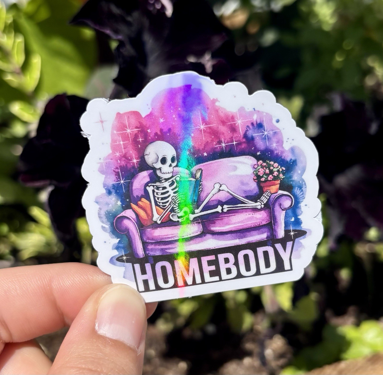 Homebody Skeleton Holographic Sticker Holographic Sticker