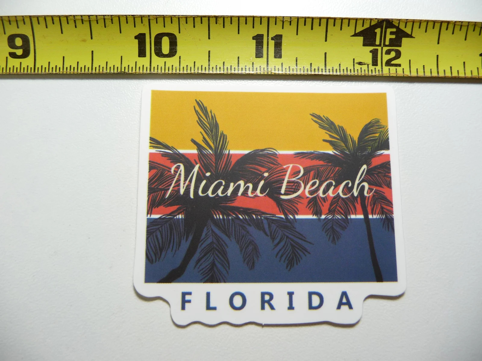 MIAMI BEACH FLORIDA SUN BANDS PALM TREES SMALL STICKER DECAL TOURISM STATE