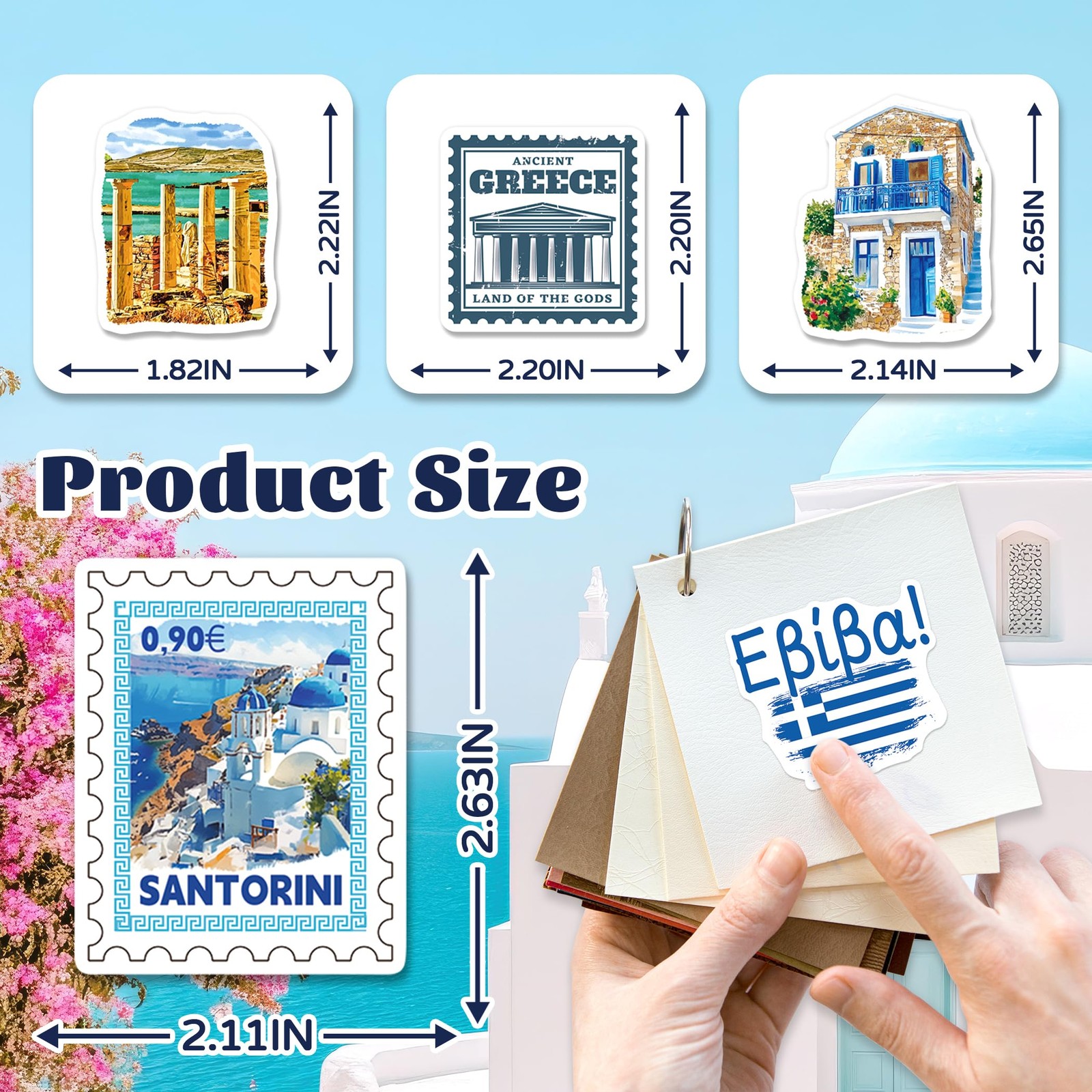 YTSQLER 200 PCS Greece Stickers, Travel Souvenirs Stickers Colorful