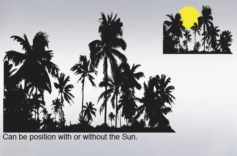 Tropical Night Sunset Palm Tree Wall Decal. #376