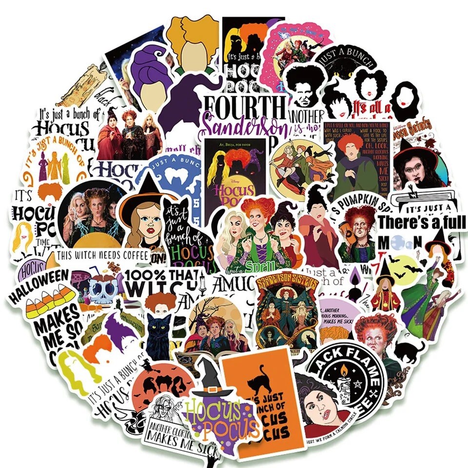 Hocus Pocus Stickers 50pk Mix Sanderson Sisters Halloween Stickers