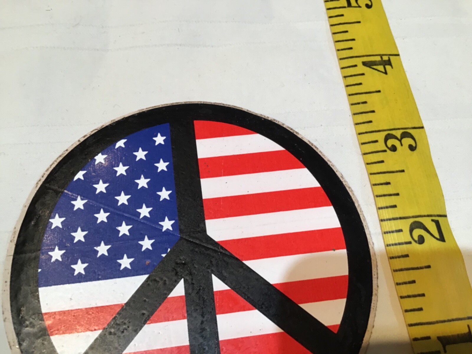 Vintage PEACE FLAG STICKER Old School Hippie Decal RW&B 3” Circle USA OG nos new