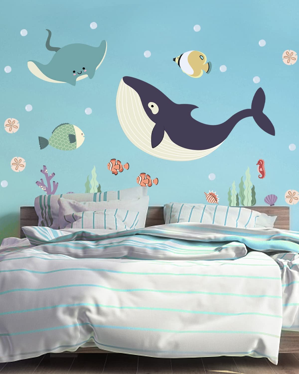 93pcs Ocean Animals Wall Decals Peel and Stick, Ocean Wall Stickers for Baby …