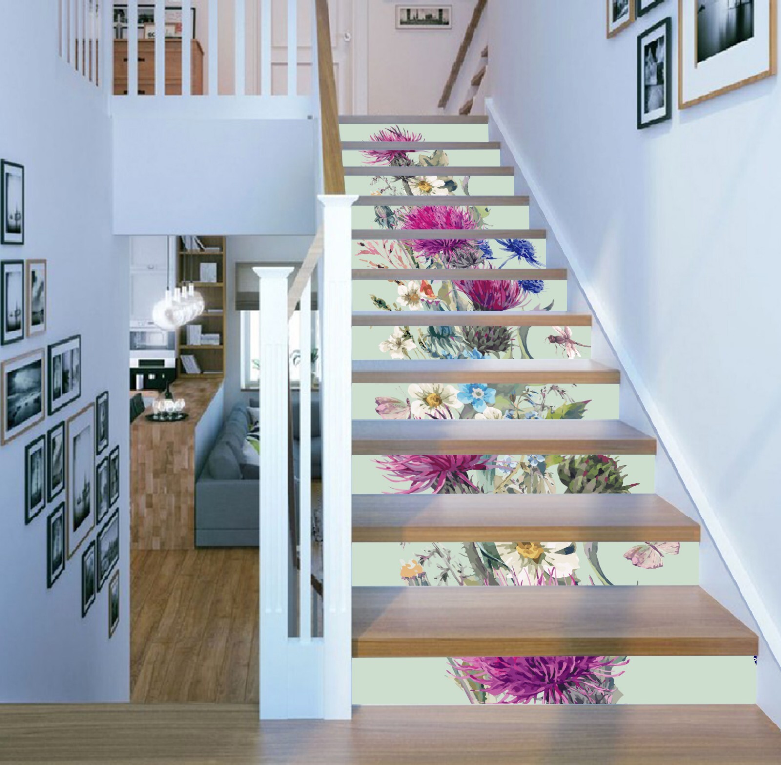 3D Purple Flower ZHU536 Stairs Risers Decoration Photo Mural Vinyl Wallpaper Amy