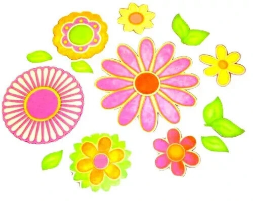 flower leaves wall sticker peel & stick 5 inch 13pc