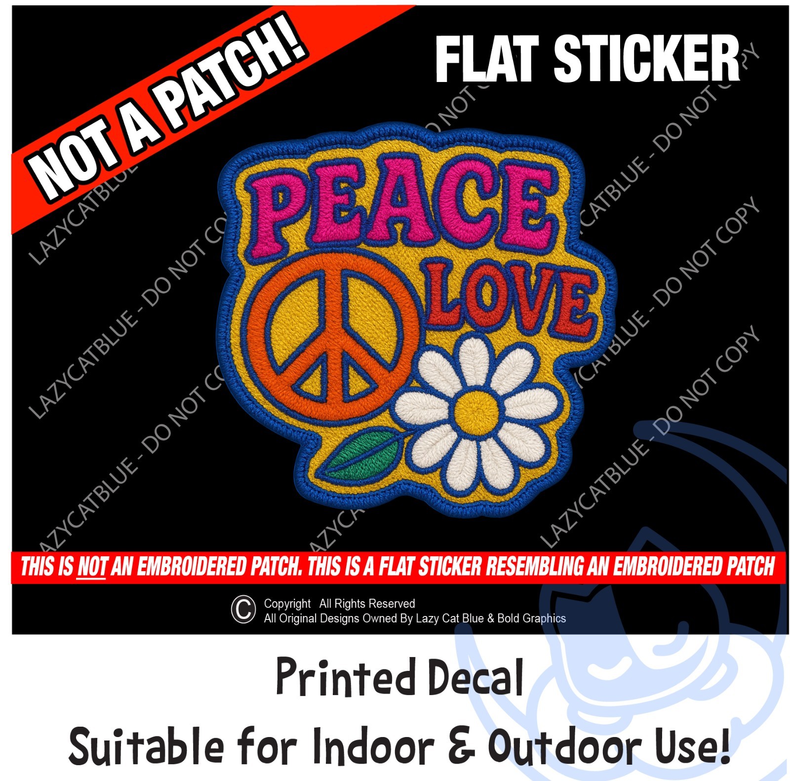 Peace Love Decal Sticker Retro Sign Daisy Flower Power Hippie Retro Life Gen X