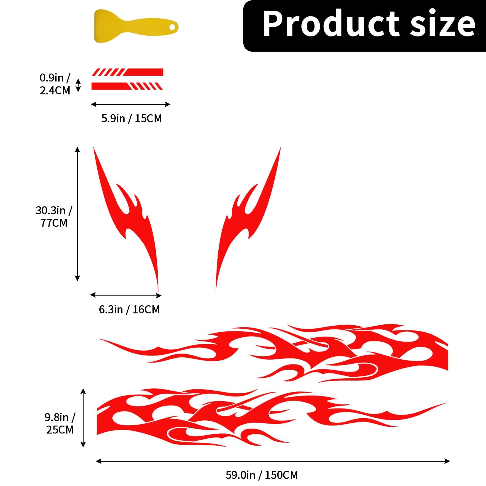 Bilisin 6 Pieces Flame Graphics Car Body Side Sticker Vinyl Auto Racing Sports L