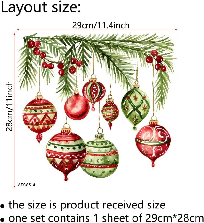 2Pcs Christmas Snowman Toilet Sticker Holly Colorful Balls Toilet Seat Cover