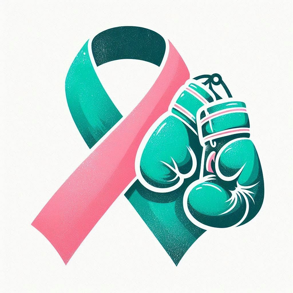 Cancer Ribbon with Boxing Gloves to fight Sticker Wall Mirror Cup Tumblr Locker