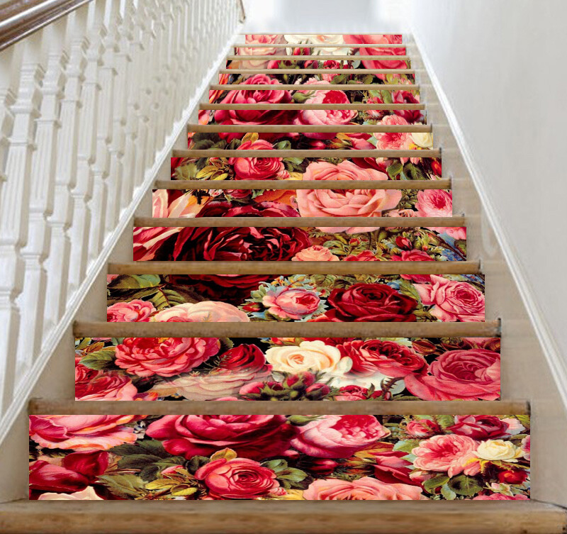 3D Beautiful Peony AZ264 Stair Risers Decoration Mural Vinyl Wallpaper Kay