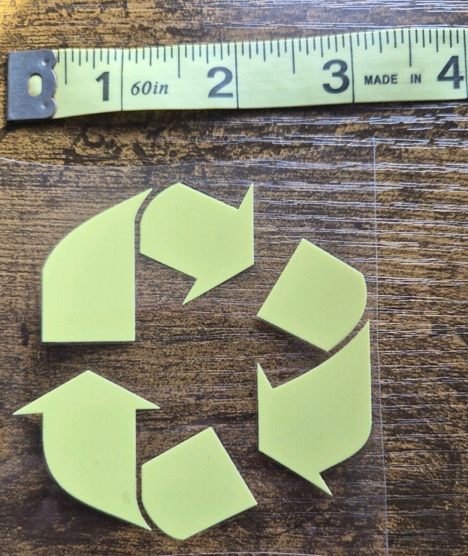 Recycle UV DTF Raised Decal- Reuse Renew Symbol Trash Work Bin Can Window