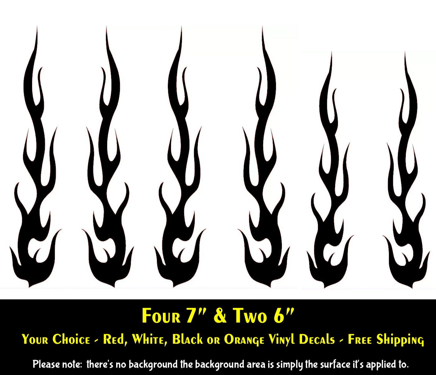 Tribal Flames Hot Rod Fire Six Vinyl Decals Car Truck Bike Helmet Motorcycle