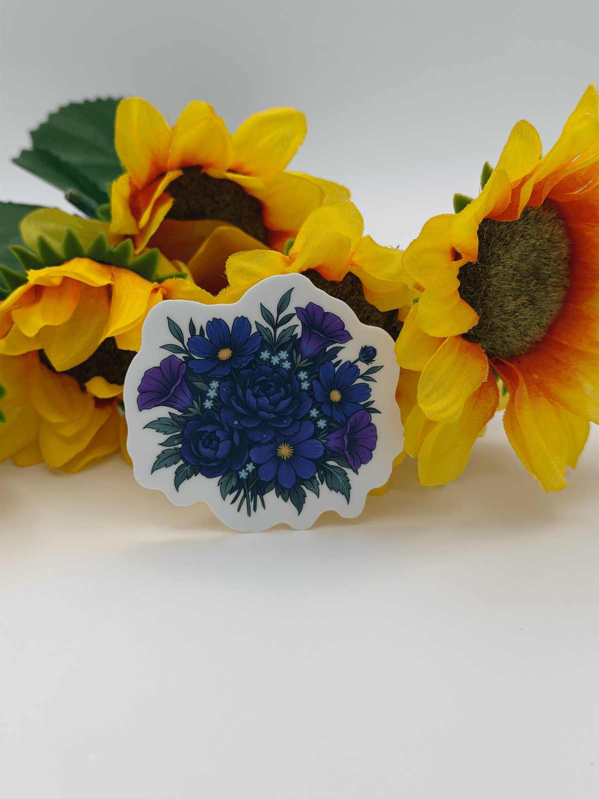 Purple Blue Floral Bouquet Vinyl Sticker Die Cut Botanical Laptop Decal