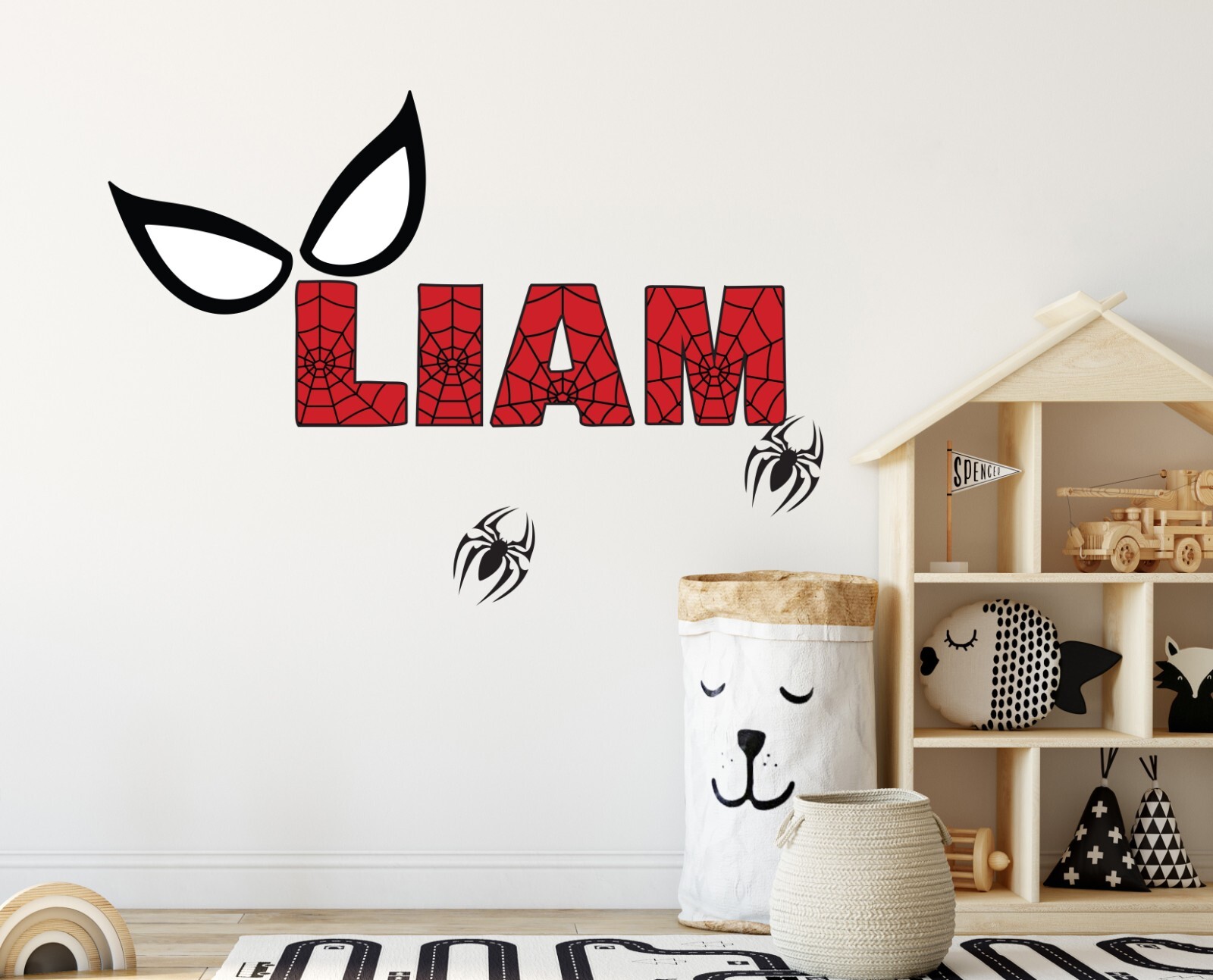 Custom Name Spider Wall Sticker Personalized Spider Wall Decal Kids Room Decor