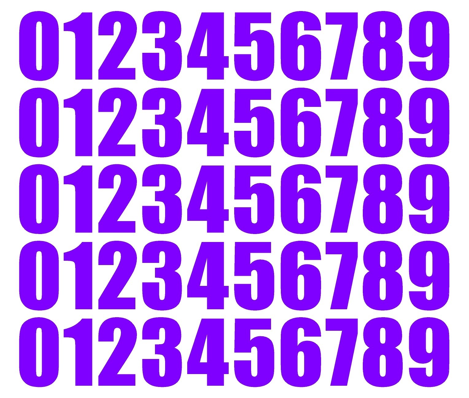 0 1 2 3 Numbers Die Cut Vinyl Decals Waterproof Many Colors and Sizes
