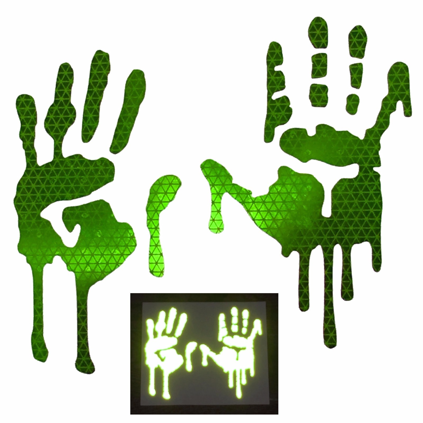 High Intensity REFLECTIVE Dripping Bloody Hands Decals Stickers Helmet Car Bike