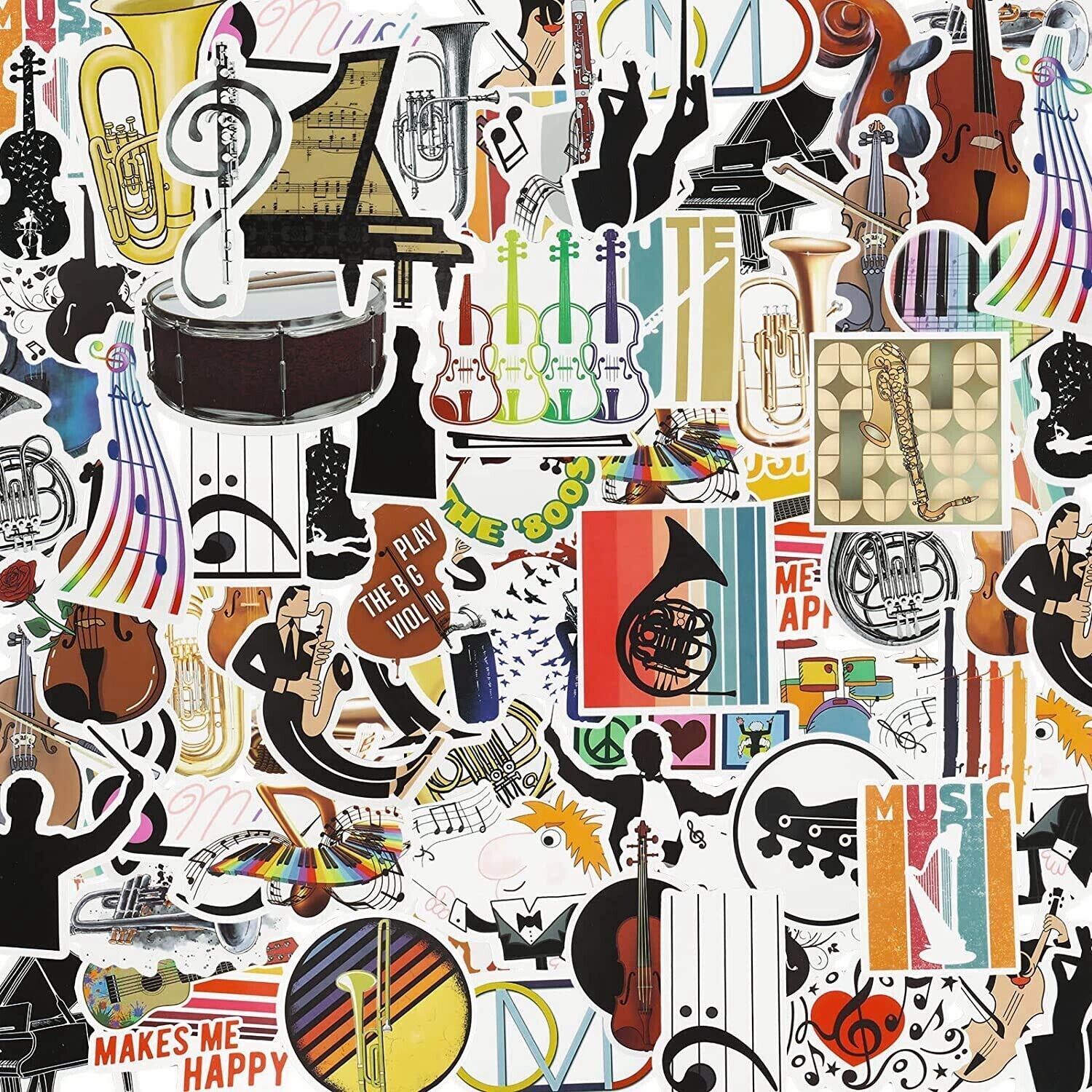 MUSICAL INSTRUMENTS Vinyl Stickers~Violin GUITAR ORCHESTRA Teacher MUSIC~Decals