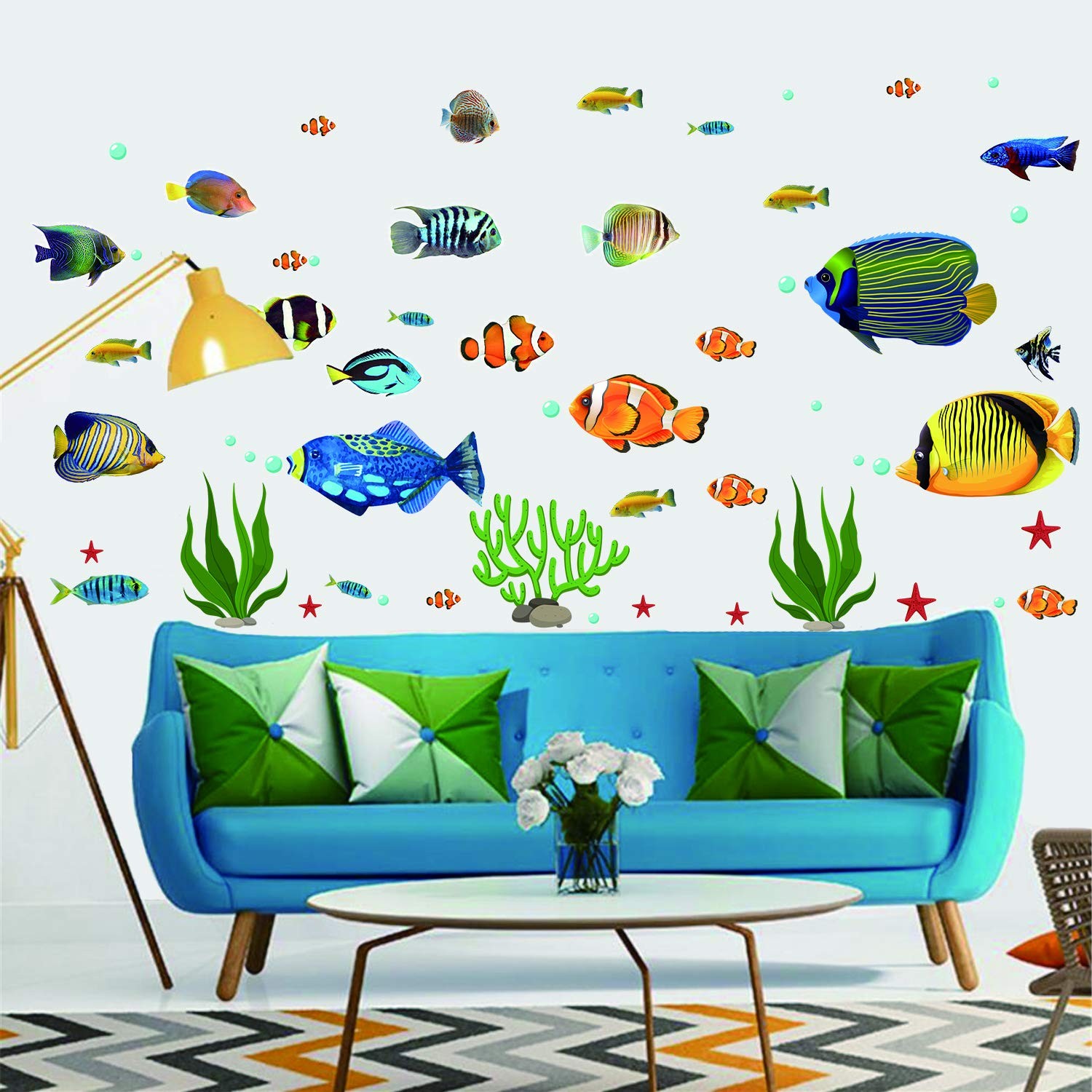 Fish Wall Stickers Under The Sea Decorative Wall Decals Coral Reef Fish Wall …