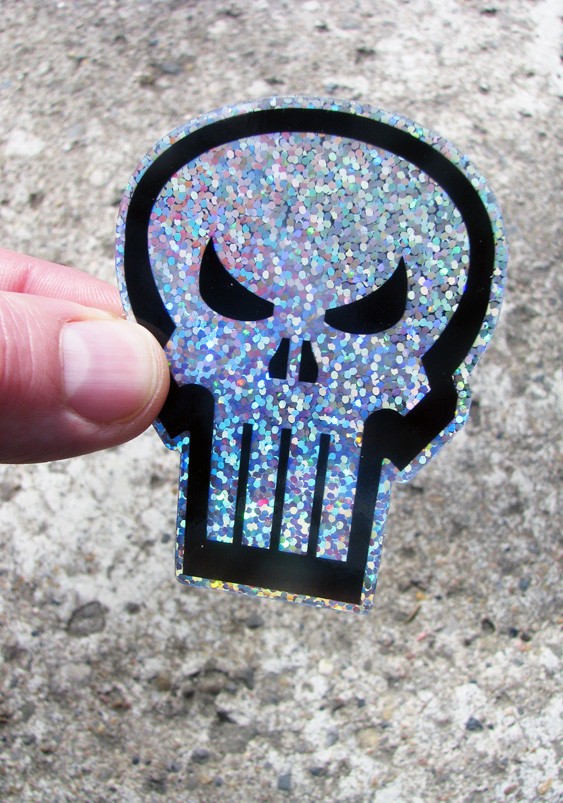 3" Punisher Skull Glitter Sticker 80s Marvel Car Laptop Comic Decal