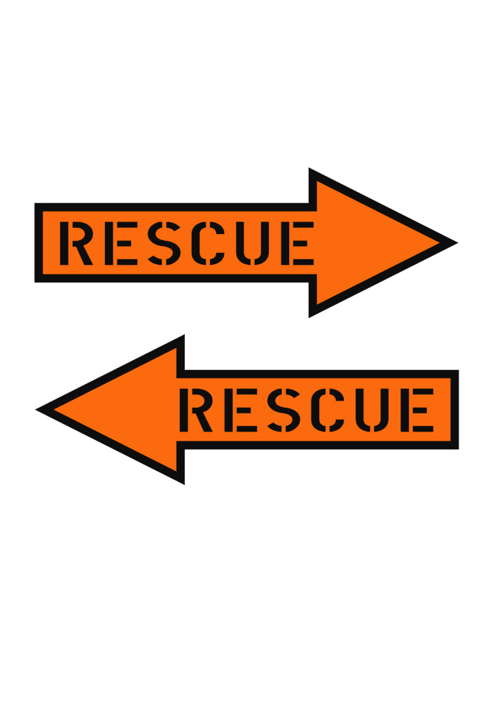 RESCUE ARROW (2X) MILITARY AIRCRAFT Vinyl Decal 1 LEFT & 1 RIGHT ARROW