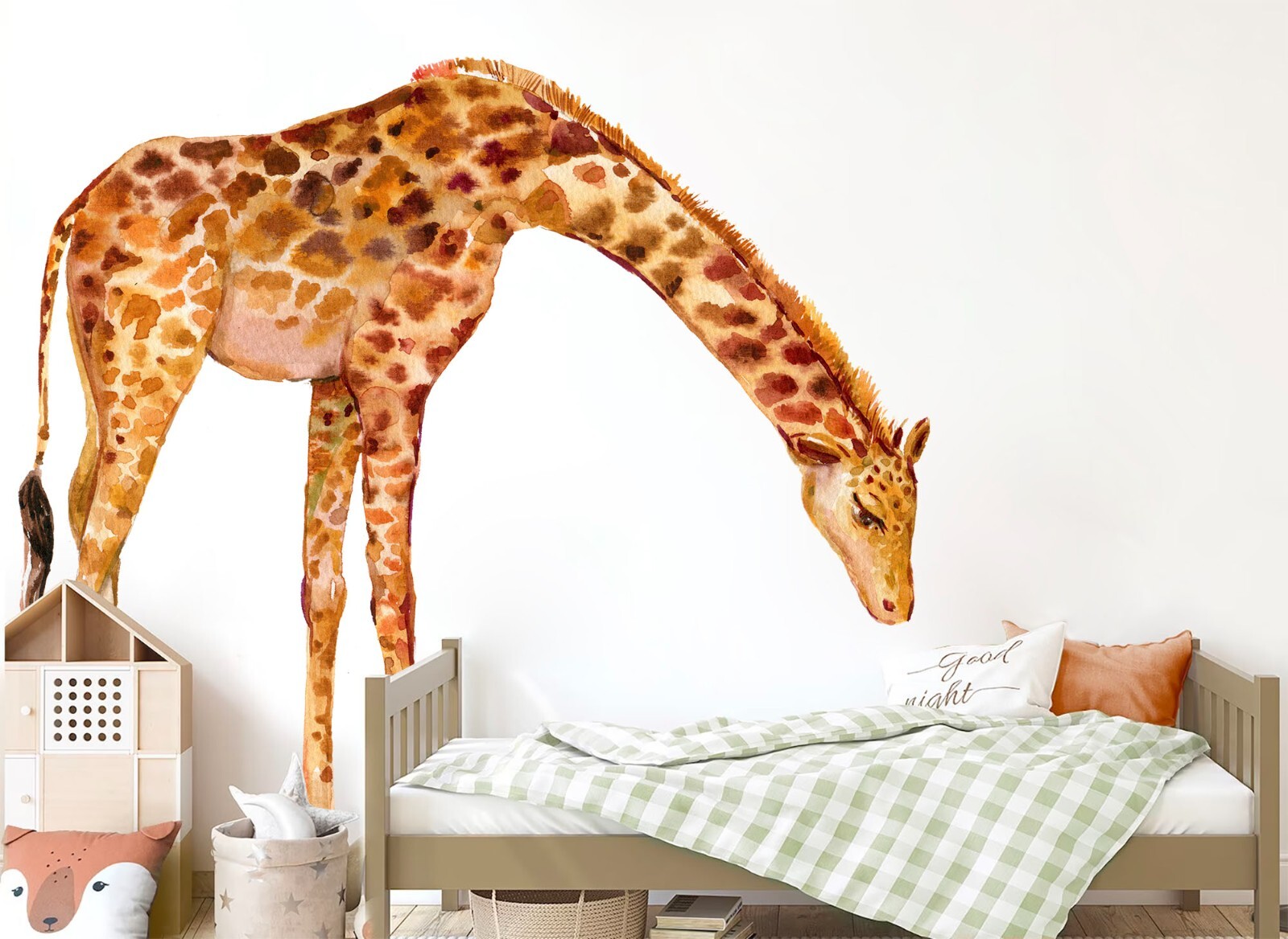 Customize Giant Giraffe Jungle Safari African animals nursery wall decals sticke