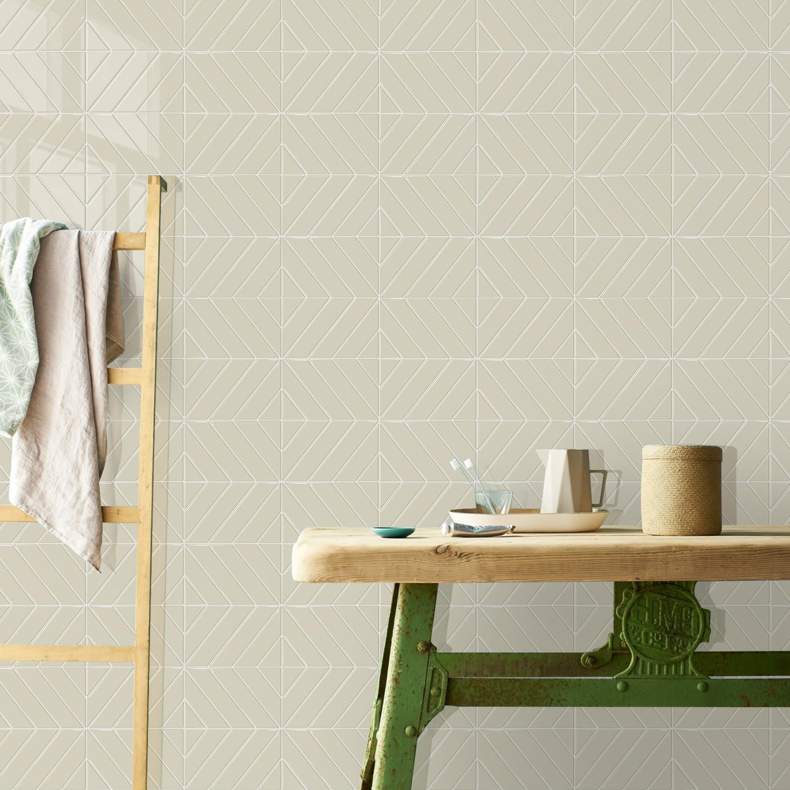 Azulejos Adhesivos De Espiga Gris Y Beige Para Cocina Pack De 10 De Lujo