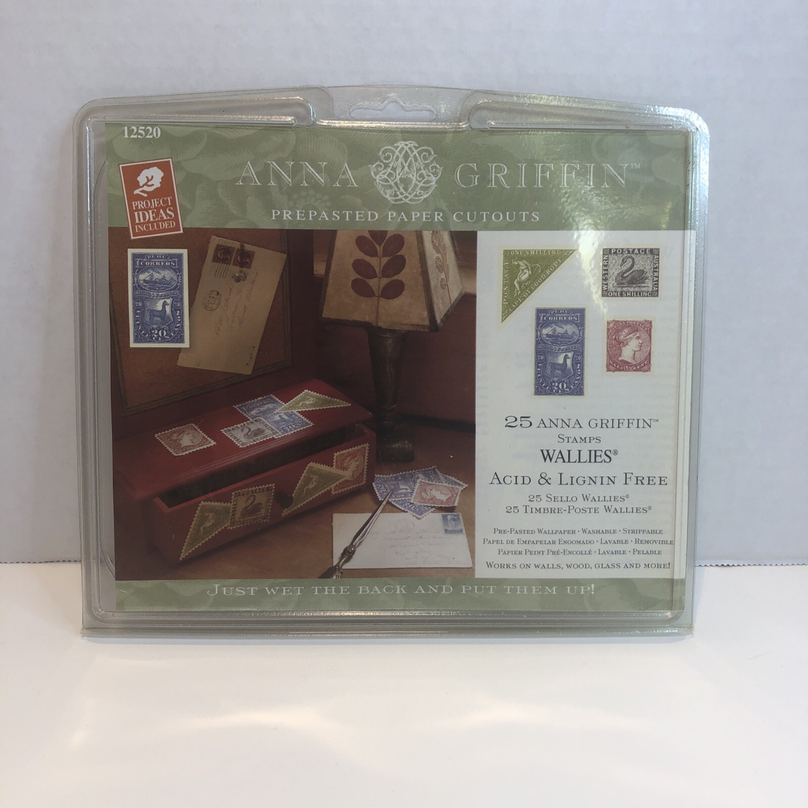 Wallies Anna Griffin Stamps 25 piece Pre Pasted Wallpaper Cutouts Decals