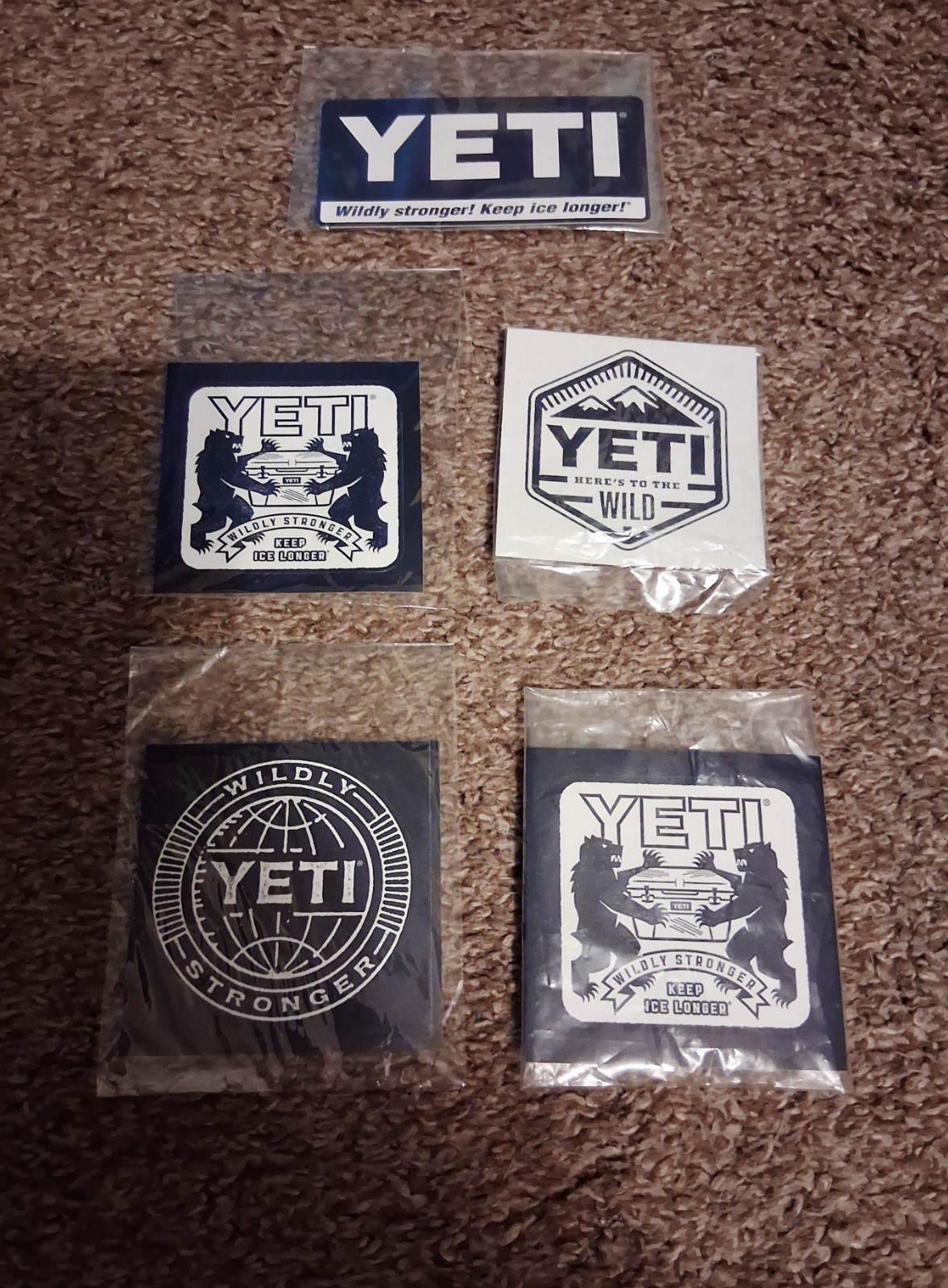 Yeti Logo Sticker Set – Navy Blue & White, 5 Stickers.Assorted
