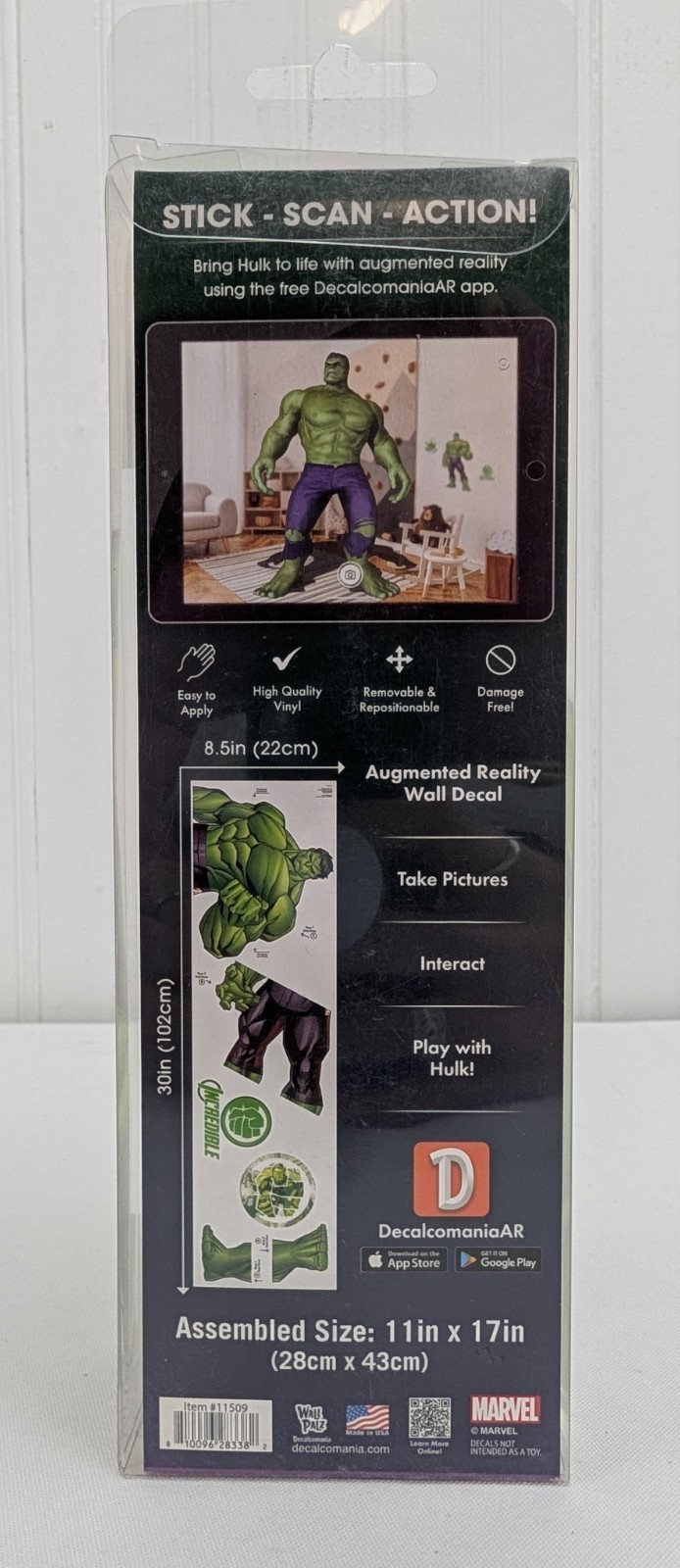 Decalcomania Marvel Avengers Hulk Wall Decal Augmented Reality Easy to Apply New