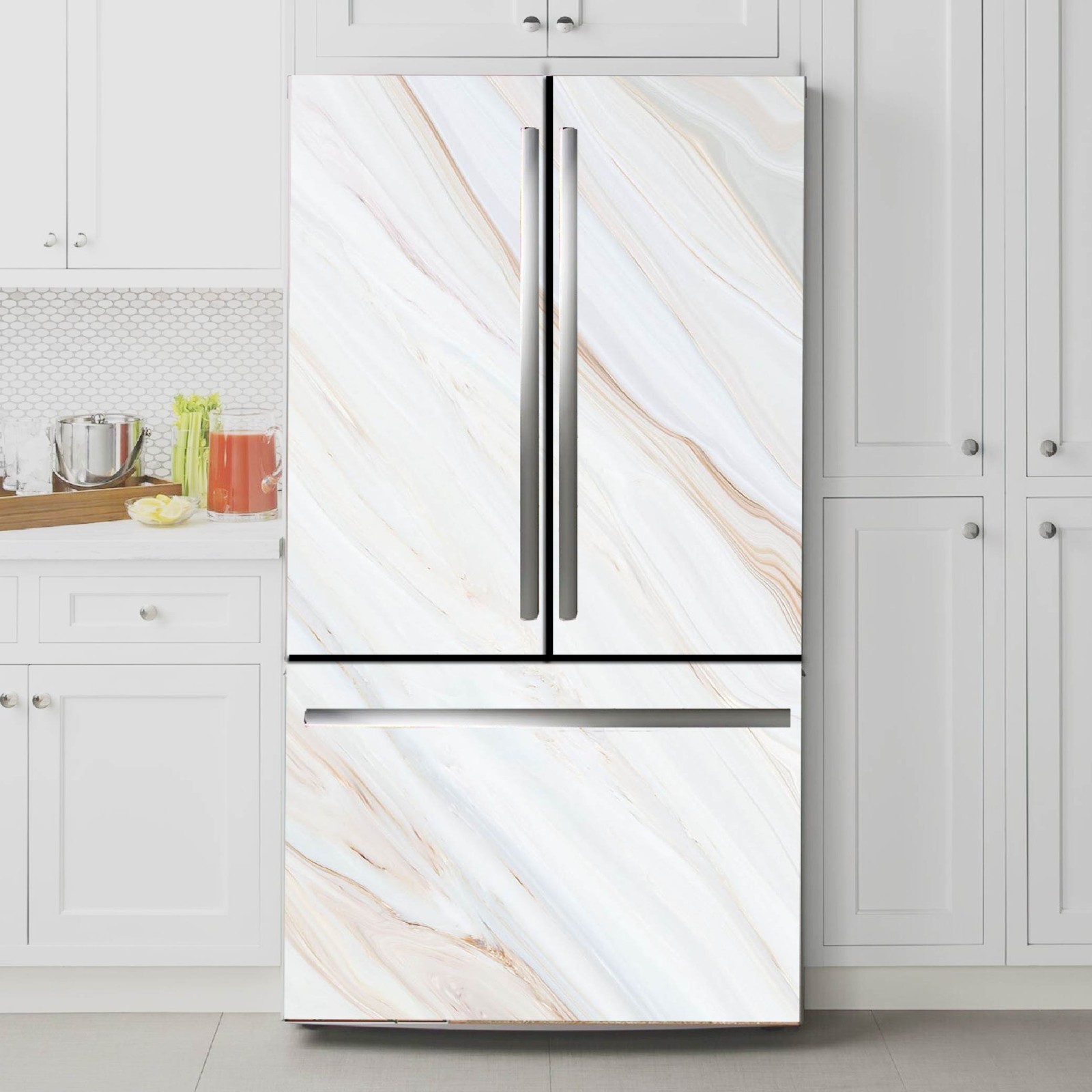 Marble Refrigerator Skin Wrap, Stylish Kitchen Upgrade