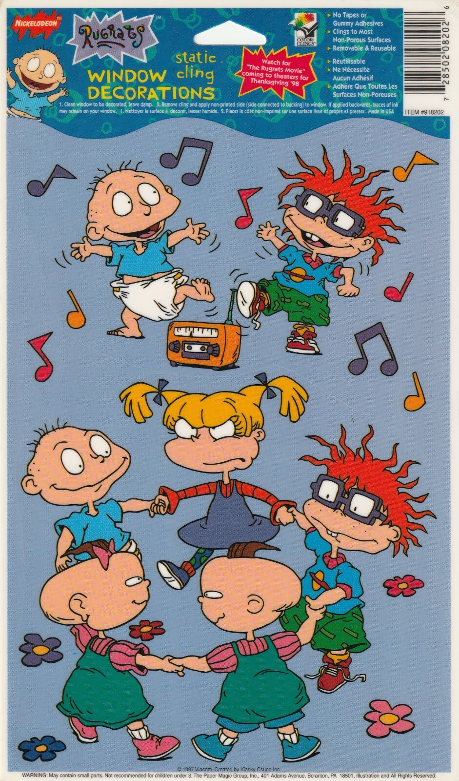 1997 Unused Static Window Clings – Rugrats – Window Decorations – Nickleodeon