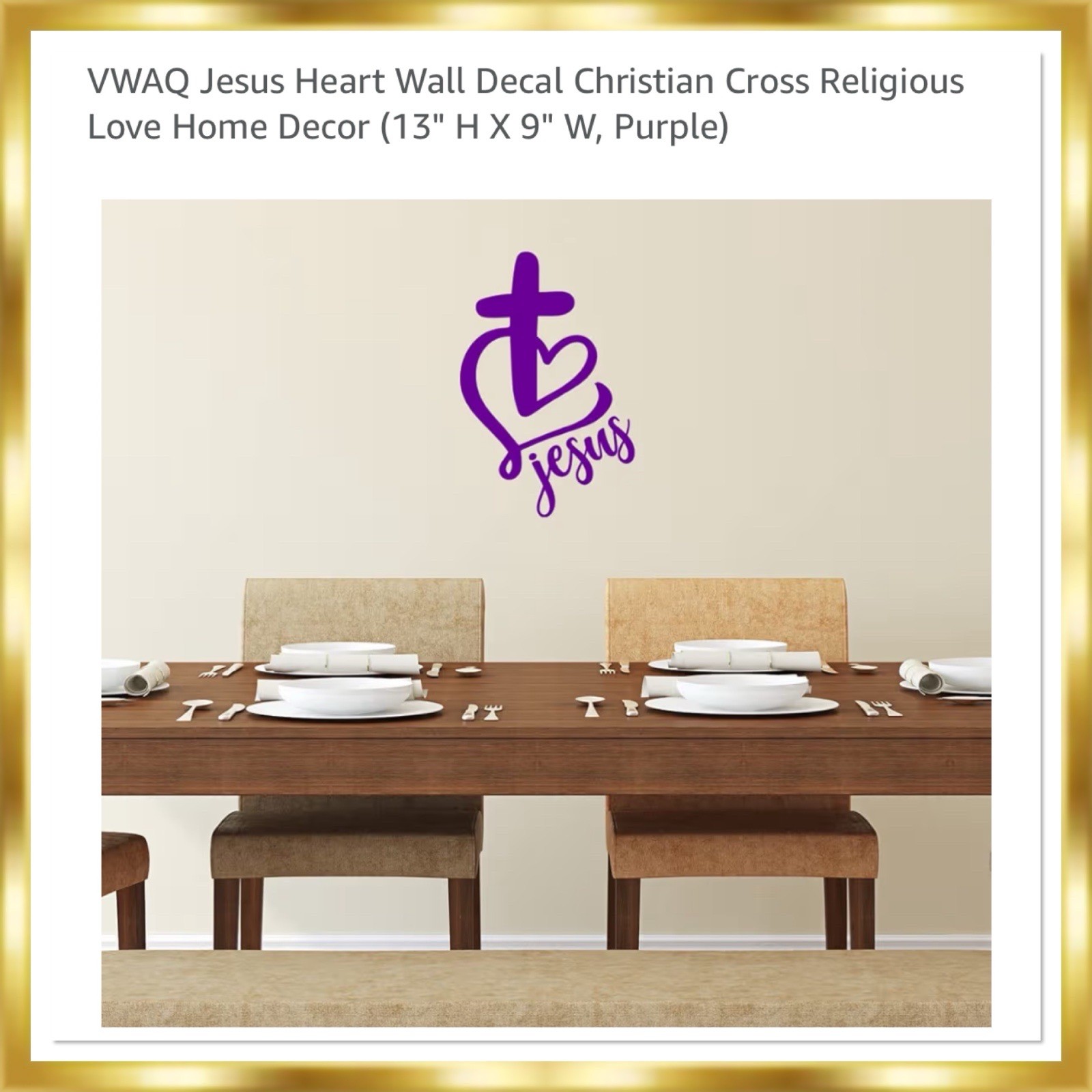 I Love Jesus Wall Decal Set Of 4 In Purple(13” H X 9” W)