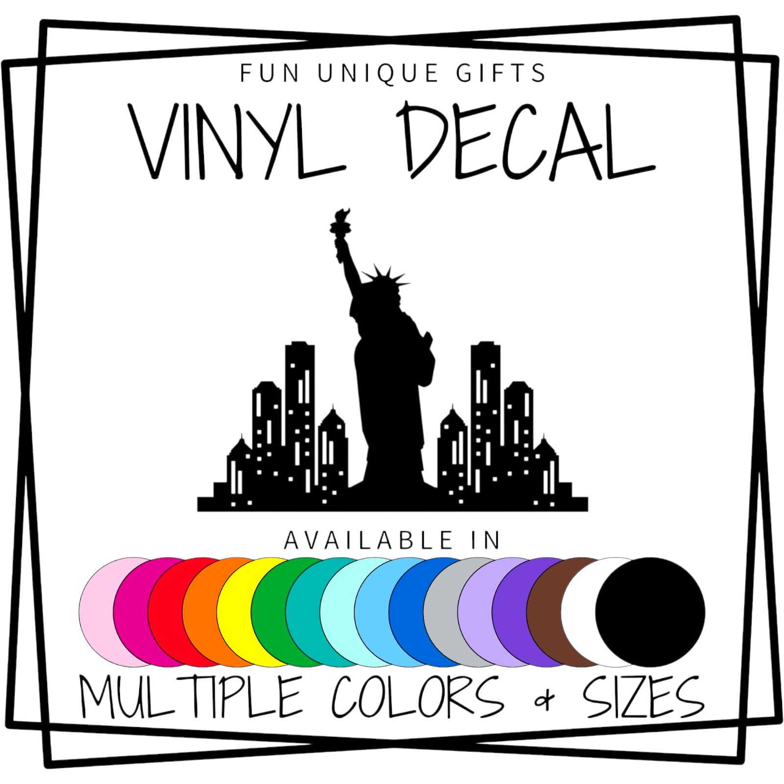 New York City Skyline Vinyl Decal Sticker -Multiple Colors & Sizes- SHIPS FREE!
