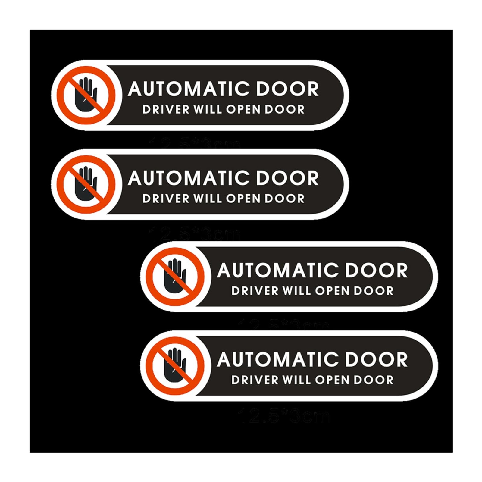 4Pack Automatic Door Stickers Driver Will Open Door Sign Adhesive Warning Decals